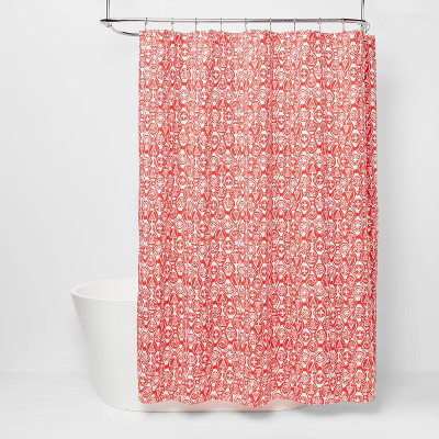 Holiday Block Print Shower Curtain Red - Threshold™ | Target