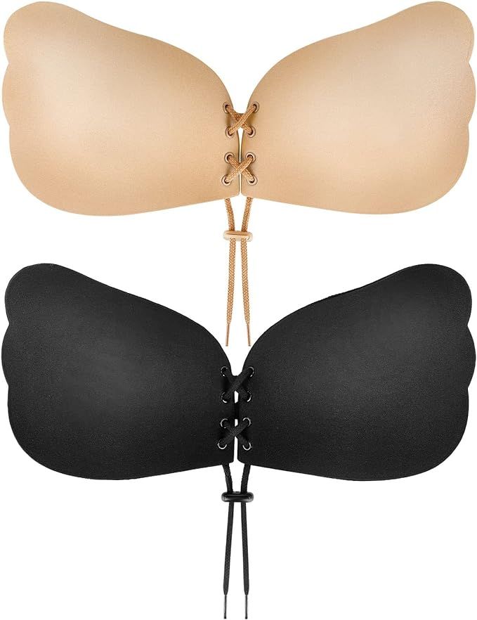 Sticky Bra, Backless Strapless Bra Push Up, Adhesive Invisible Lift Up Bras 2 Pairs | Amazon (US)