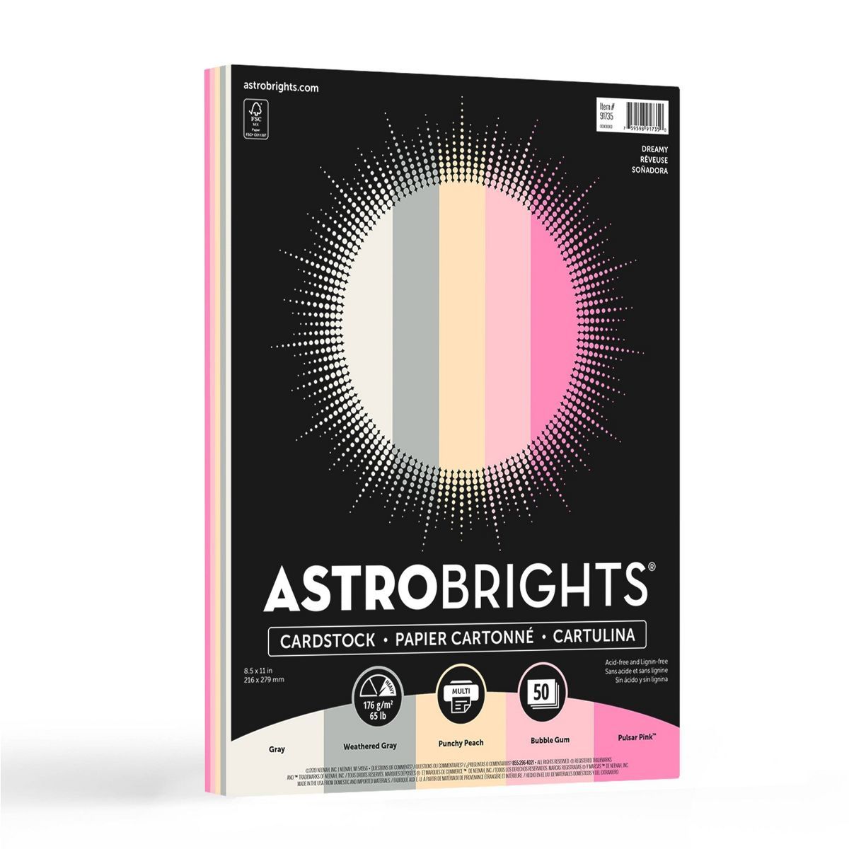 8.5" x 11" 50-Sheet Cardstock Dreamy 5-Color - Astrobrights | Target