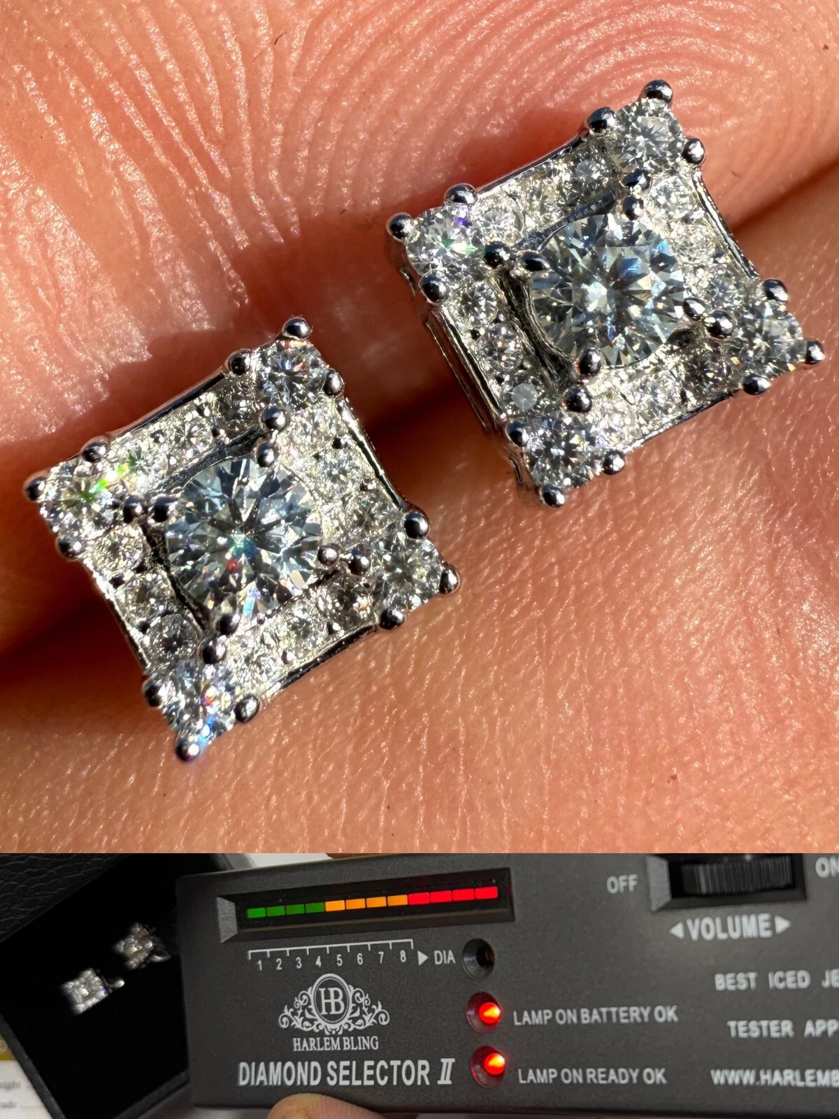 Real Iced VVS Moissanite Earrings Men Ladies 6mm 925 Silver Square Studs ITALY | eBay | eBay US
