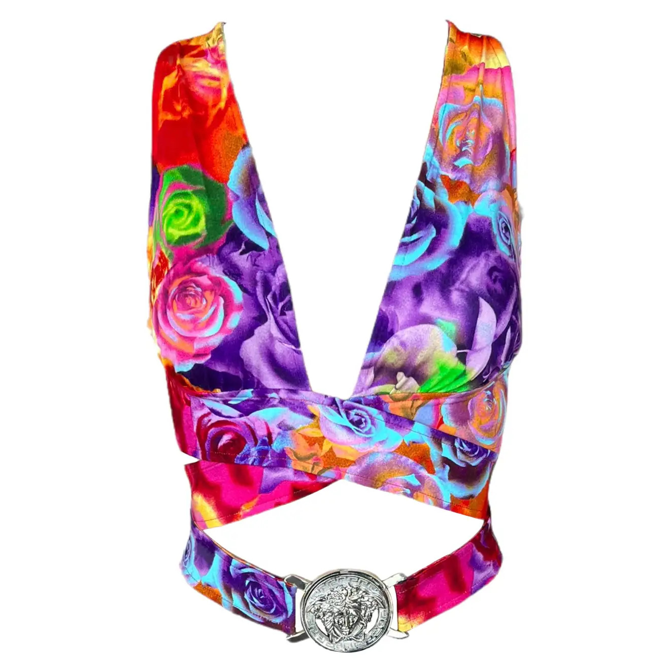 Versace S/S 2005 Plunging Wrap Crop Top | 1stDibs