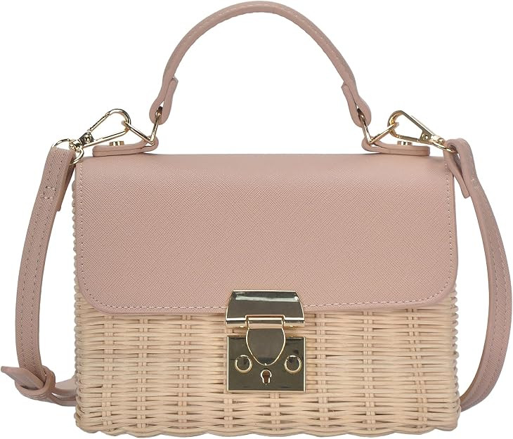 Madison West - The Madeline Crossbody Sunbleached Straw Bag Top Handle Satchel Bag for Women | Amazon (US)