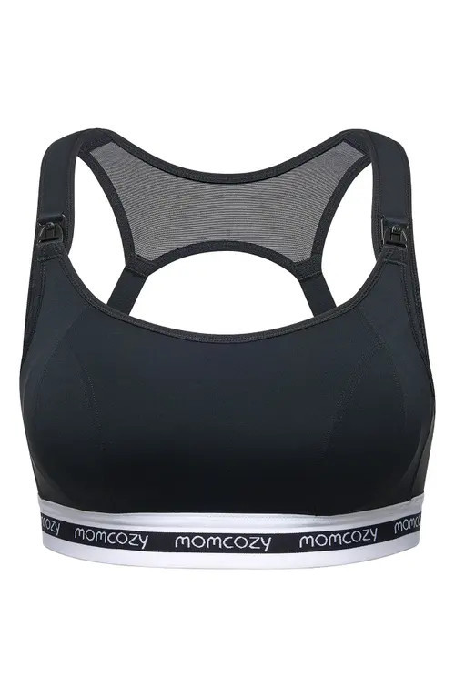 Momcozy Low Impact Nursing/Maternity Sports Bra in Black at Nordstrom, Size Medium | Nordstrom
