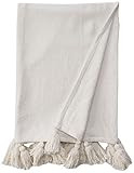 Mud Pie Woven Tassel White Throw Blanket, 50" x 61 | Amazon (US)