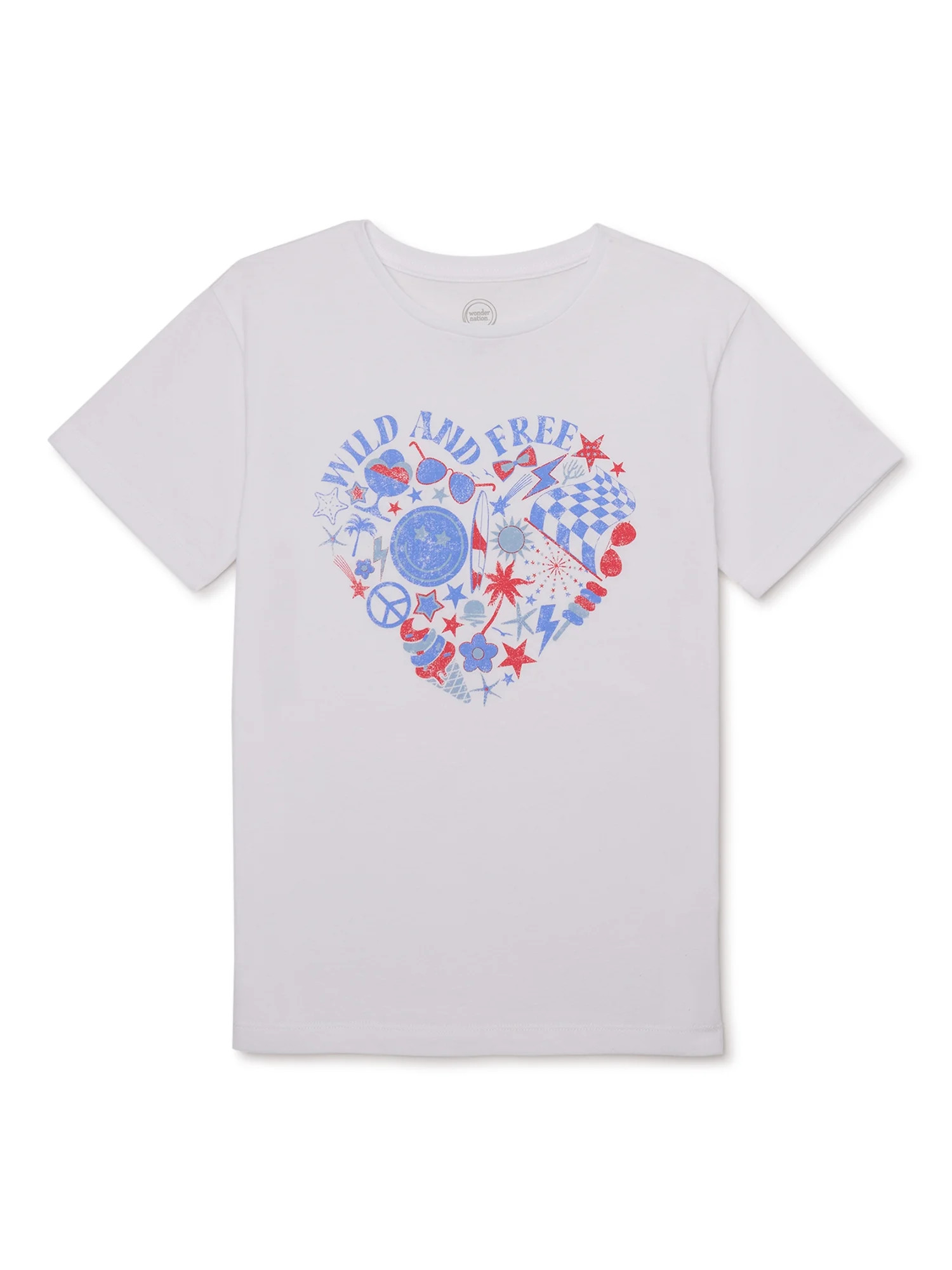 Wonder Nation Girls, Wild and Free, Crew Neck, Short Sleeve, Graphic T-Shirt, Sizes 4-18 | Walmart (US)