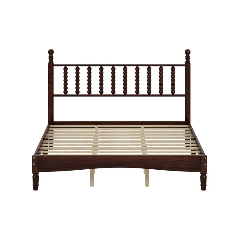 Queen Bed Frame with Headboard,Retro Platform Bed Frame with Spindle Headboard,Solid Wood,for Bed... | Walmart (US)