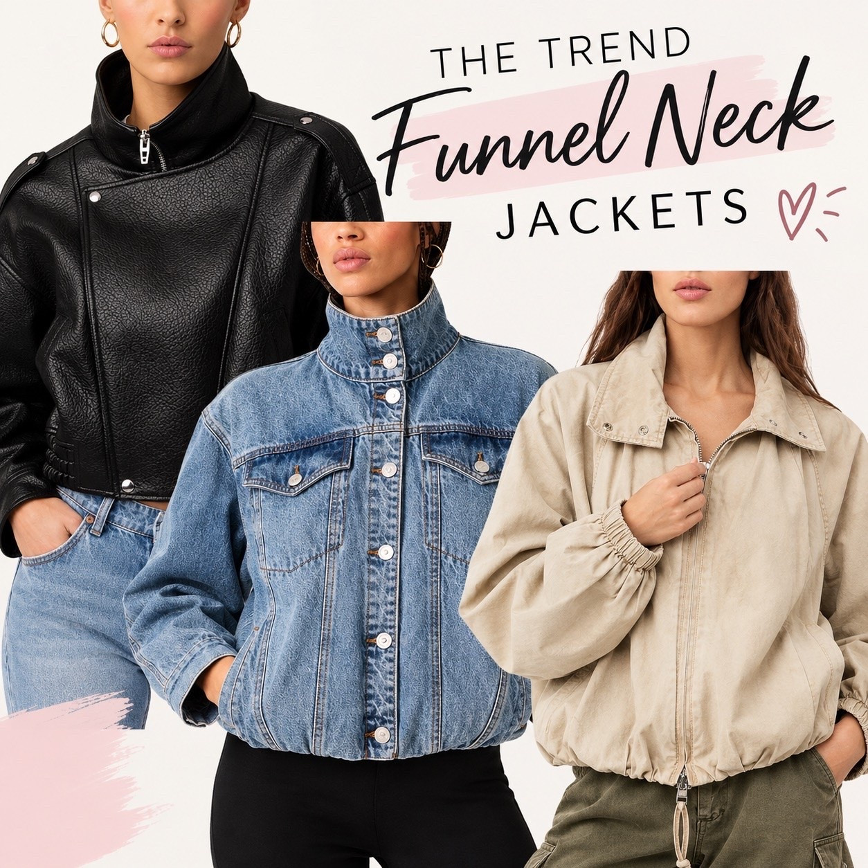 The jacket trend you’ll be seeing everywhere this fall 🤎 Funnel-neck jackets are the perfect mix of chic + effortless and make any outfit look instantly more put together.
I rounded up a few styles I’m loving—from leather to denim to neutral utility jackets. Perfect with jeans, leggings, skirts, or layered over your favorite fall basics.

#LTKgrwm #LTKActive #LTKTravel