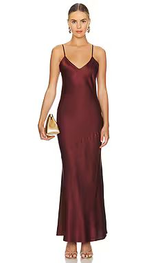 THE MODE x REVOLVE Silk Rosalie Dress in Maroon from Revolve.com | Revolve Clothing (Global)