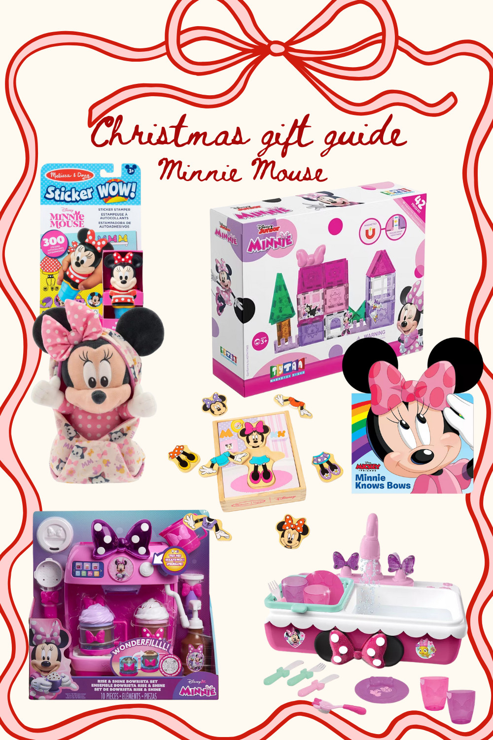 Minnie Mouse gift ideas for toddlers and little girls. Sharing the best Minnie toys for Christmas, including a sticker book, pretend play sets, plush toys, and cute Minnie kitchen accessories. Perfect Disney gifts for preschoolers and Minnie fans.

#LTKKids #LTKGiftGuide #LTKHoliday