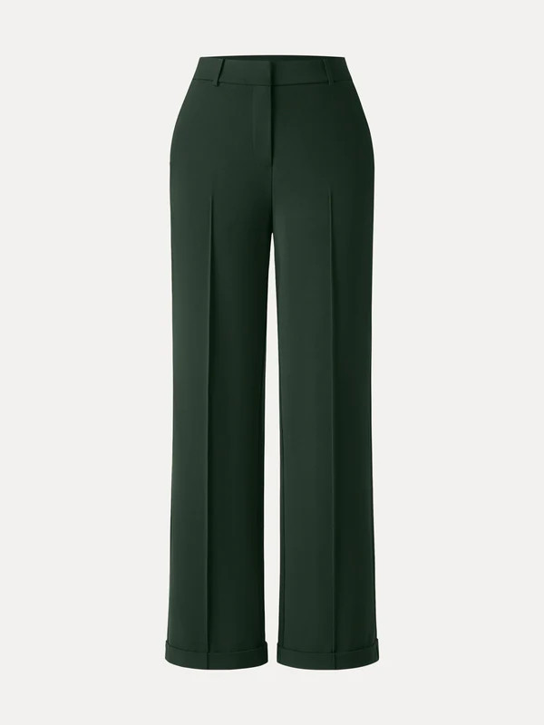 Stretch Ponte High Rise Straight Leg Pintuck Trousers | OGLmove