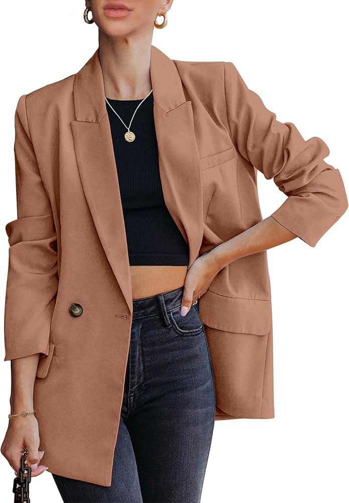 luvamia Blazer Jackets for Women Work Casual Office Long Sleeve Fashion Dressy Business Outfits | Amazon (US)
