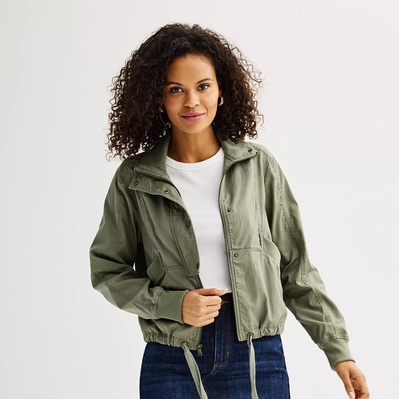 Women's Sonoma Goods For Life® Zipped Utility Jacket, Size: XXL, Galvanized Green | Kohl's