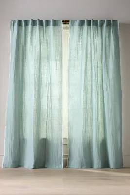 Amande Linen Cotton Curtain With Striped Trim | Anthropologie (US)