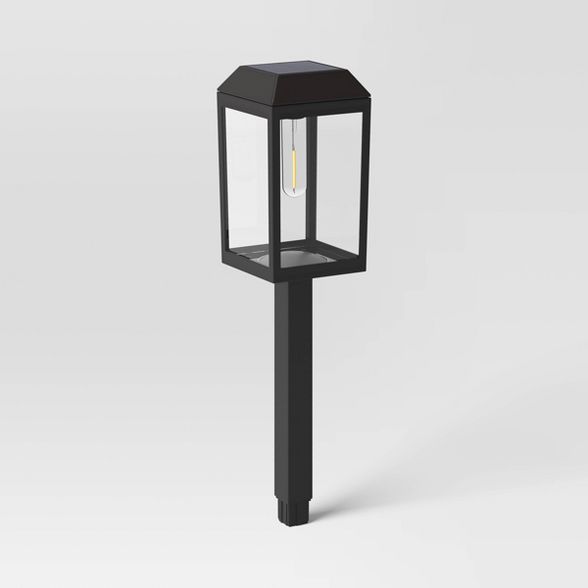 Solar Pathway Light with 4-Sided Vintage Bulb Black - Threshold&#8482; | Target