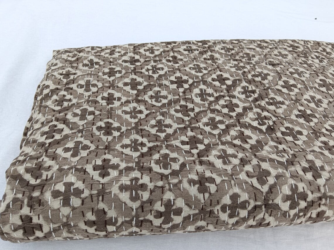 Mud print kantha Quilt Earthen color Kantha Quilt Handblock Print Indian Netural Colour mud print... | Walmart (US)