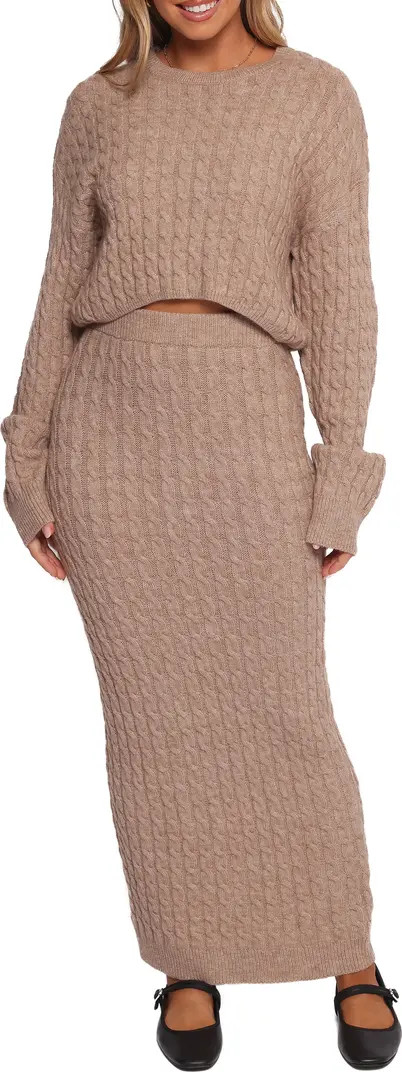 Reid Cable Knit Crop Sweater & Maxi Skirt Set | Nordstrom