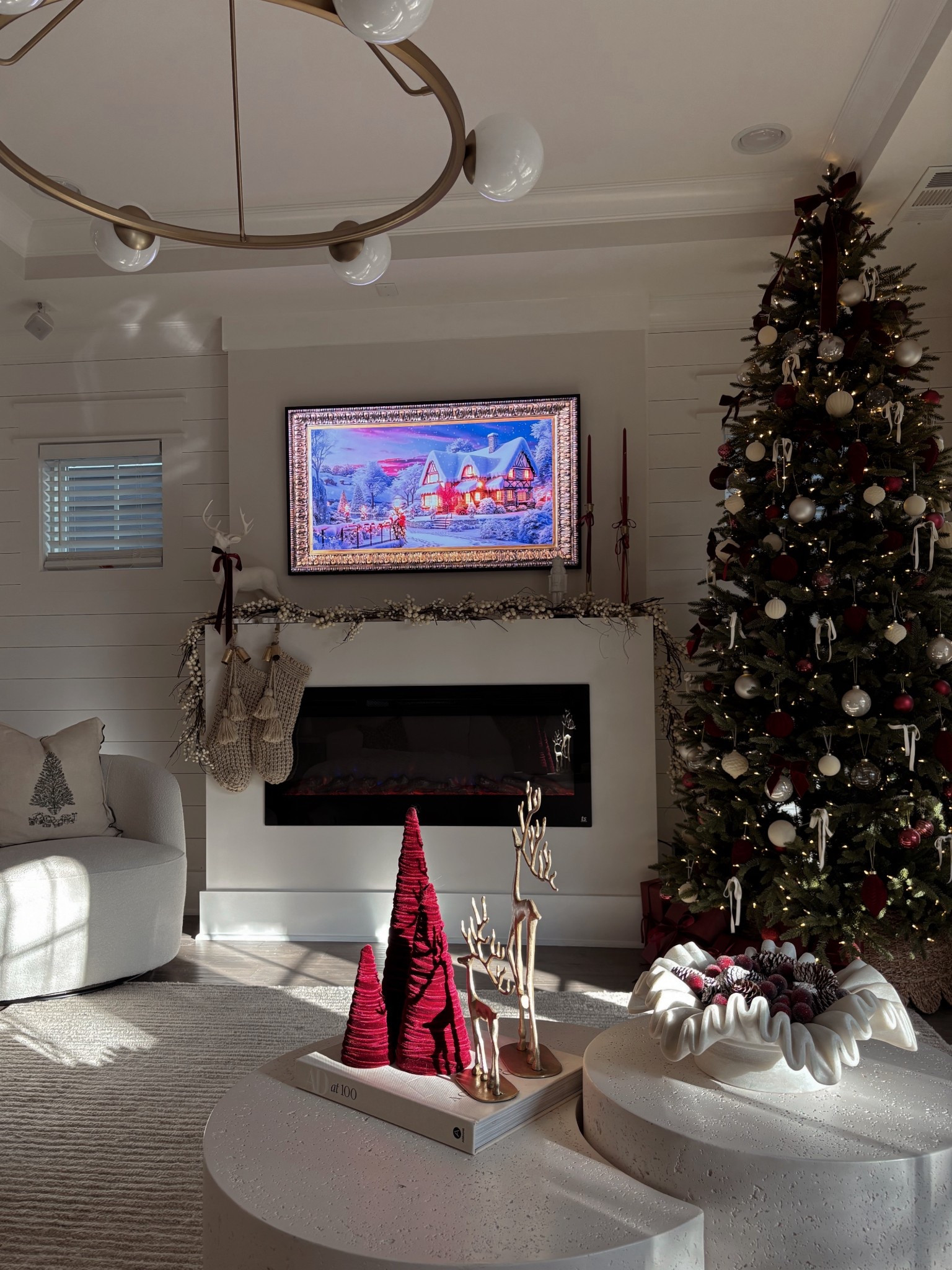 Burgundy Christmas living room decor 🌲❤️🫶🏼 

#LTKSeasonal #LTKFindsUnder50 #LTKHome