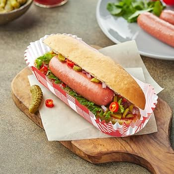 Ocmoiy 300 Pcs Paper Hot Dog Trays Disposable for Party and BBQ, Food Serving Hot Dog Holders Hot... | Amazon (US)