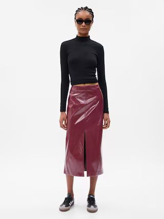 Vegan Leather Midi Skirt | Gap (US)