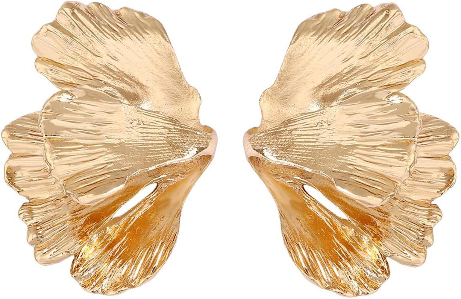 Gold Sculptural Flower Earrings Gold Statement Earrings for Women Exaggerated Geometric Dangle Ea... | Amazon (US)