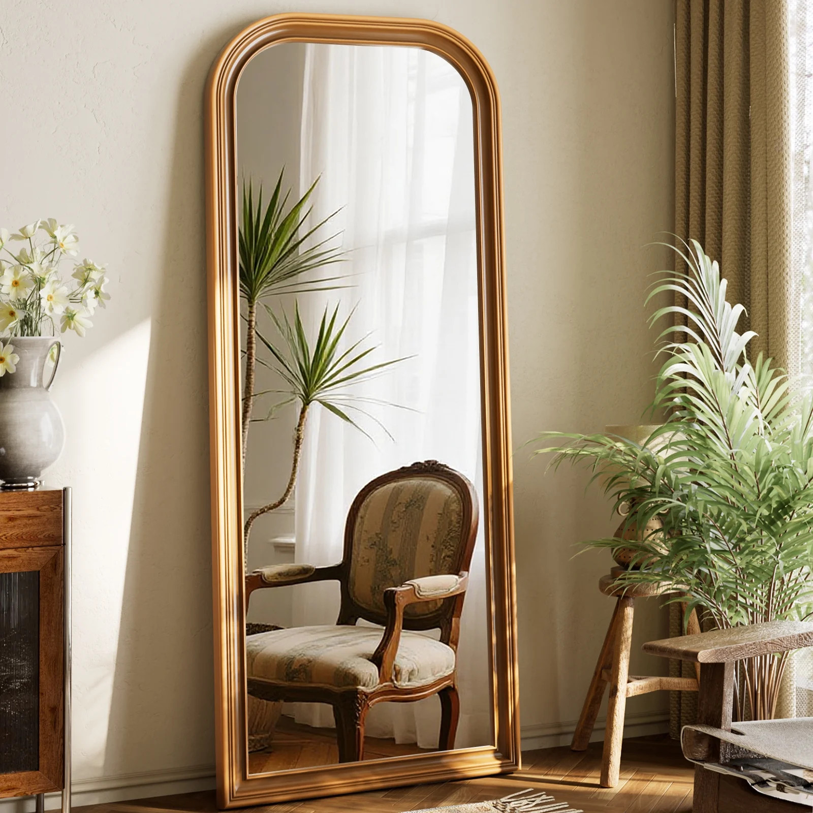 AUROMIR 69"x28" Arched Full Length Mirror Vintage Decor Mirror Floor Mirror, Antique Gold | Walmart (US)