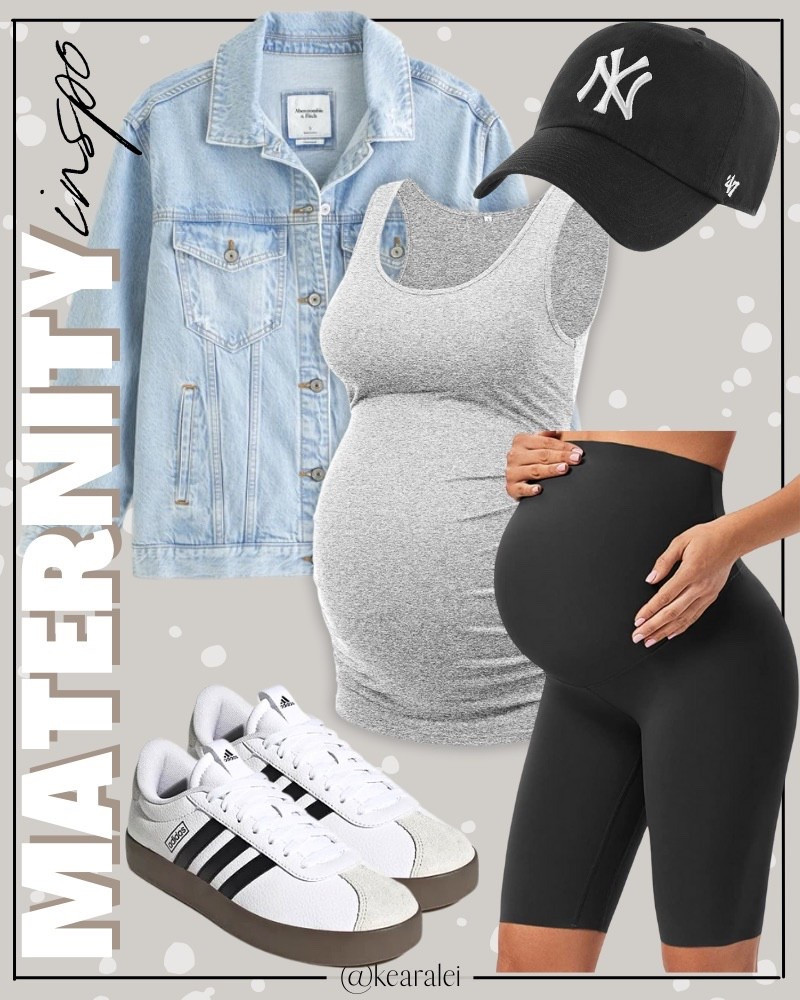 Spring Maternity outfits 2026 summer maternity outfit Amazon fashion grey maternity tank top and black biker shorts over the bump maternity shorts with oversized denim jacket trucker jacket 47 brand hat black New York Yankees baseball cap with white adidas samba sneakers VL Court 3.0 shoes || baby bump style fashion cute outfits inspo spring summer mama outfits #maternity #style #fashion #outfit #shorts #babybump #top #jacket #babymoon #affordable #amazon
.
.
.
baby shower dress, Maternity Dresses, Maternity, over the bump, motherhood maternity, pinkblush, mama shirt sweatshirt pullover, hospital bag, nursery, maternity photos, baby moon, pregnancy, pregnant, maternity leggings, maternity tops, diaper bag, mama necklace, baby boy, baby girl outfits, newborn, mom, 

Amazon fashion, teacher outfits, business casual, casual outfits, neutrals, street style, Midi skirt, Maxi Dress, Swimsuit, Bikini, Travel, skinny Jeans, Puffer Jackets, Concert Outfits, Sweater dress, Sweaters, cardigans Fleece Pullovers, hoodies, button-downs, Oversized Sweatshirts, Jeans, High Waisted Leggings, dresses, joggers, fall Fashion, winter fashion, leather jacket, Sherpa jackets, shacket, Plaid Shirt Jackets, apple watch bands, lounge set, Date Night Outfits, Vacation outfits, Mom jeans, shorts, sunglasses, Airport outfits, biker shorts, plus size fashion, Stanley cup tumbler, boots booties tall over the knee, ankle boots, Chelsea boots, combat boots, pointed toe, chunky sole, heel, high heels, mules, clogs, sneakers, slip on shoes, Nike, adidas, vans, dr. marten’s, ugg slippers, golden goose, sandals, high heels, loafers, Birkenstock Birkenstocks, Steve Madden


#LTKBump #LTKBaby #LTKootd