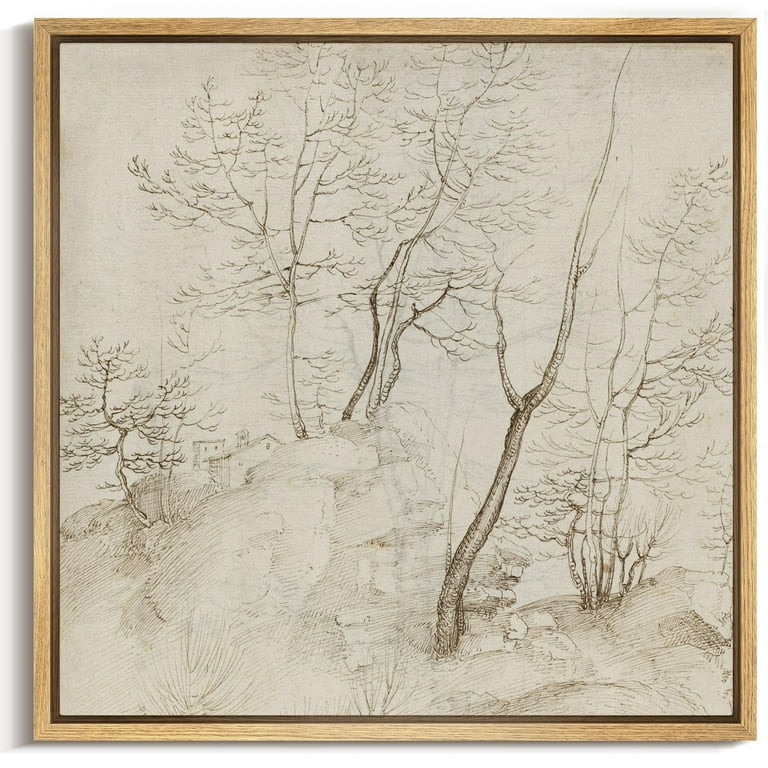 IDEA4WALL Framed Canvas Art Wall Decor, Vintage Old Master Sketch of a Tree-Lined Pathway Illustr... | Walmart (US)