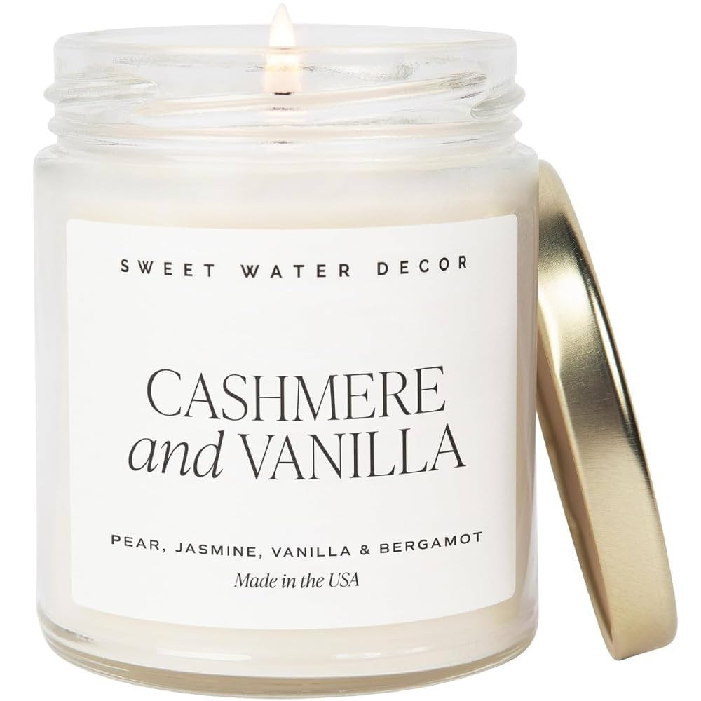 Sweet Water Decor Cashmere and Vanilla Soy Candle | Milky Coconut, Frangipani, and Soft Cashmere ... | Amazon (US)