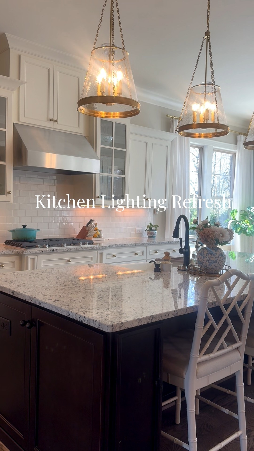 We recently swapped out our kitchen island pendants for these gorgeous tapered glass and brass pendant lights and it has made such a difference in brightening up our kitchen. Our kitchen was already wired for three so I chose the 14" size. Linking the lights we chose as well as some other similar options. 

#LTKHome