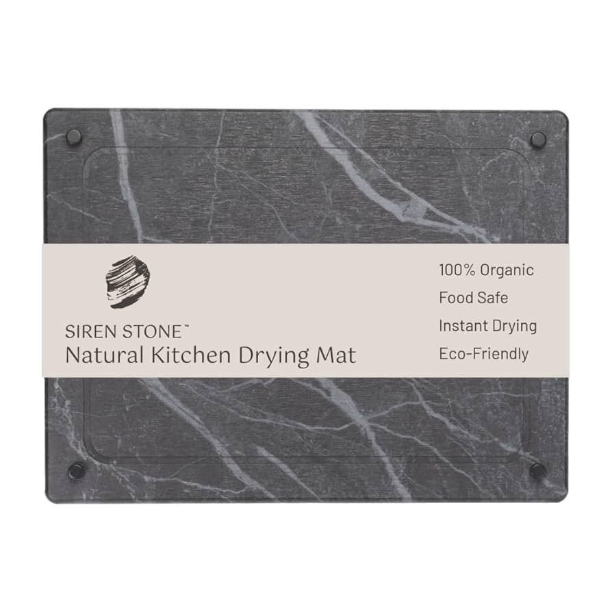 LARGE Siren Stone Natural Dish Drying Mat for Kitchen Counter - Premium Diatomaceous Earth Mat | ... | Amazon (US)
