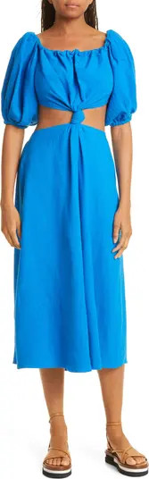 FARM Rio Cutout Waist Linen Blend Dress | Nordstrom | Nordstrom