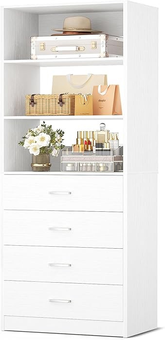 Aheaplus Closet Drawers System, 21.3" Wood Closet Organizer System with 4 Drawers, Modular Walk-i... | Amazon (US)
