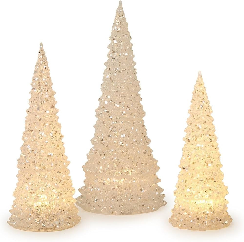 Two's Company White Glittered LED Light Up Trees, Set of 3, Plastic, Home Decor and Accessories, ... | Amazon (US)