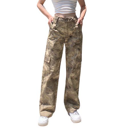 Aunavey Women's Camo Pants Cargo Trousers Cool Camouflage Pants Outdoor Jogger Pants with Pocket | Walmart (US)