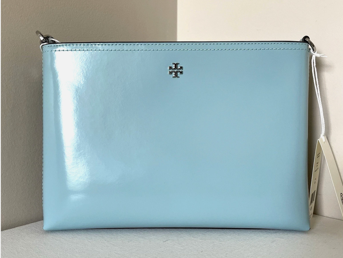 NWT Tory Burch Blake Patent Swingpack Crossbody Leather Angel Blue Purse | eBay US