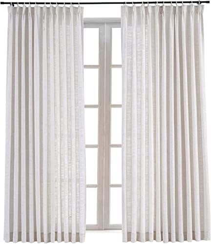 Amazon.com: TWOPAGES 52 W x 96 L inch Pinch Pleat Darkening Drapes Faux Linen Curtains Drapery Pa... | Amazon (US)