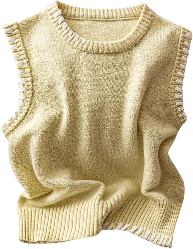 Verdusa Women's Sleeveless Sweater Old Money Ribbed Knit Pullover Binding Casual Tank Top | Amazon (US)