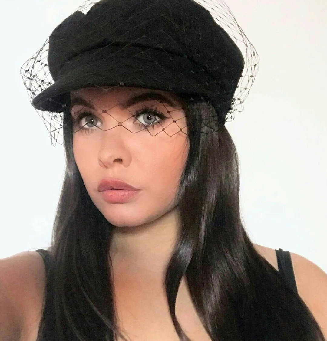 1970s Style Black Baker Boy Cap With Veil - Etsy | Etsy (Global)