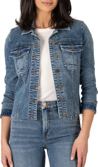 Kara Raw Hem Denim Trucker Jacket | Nordstrom