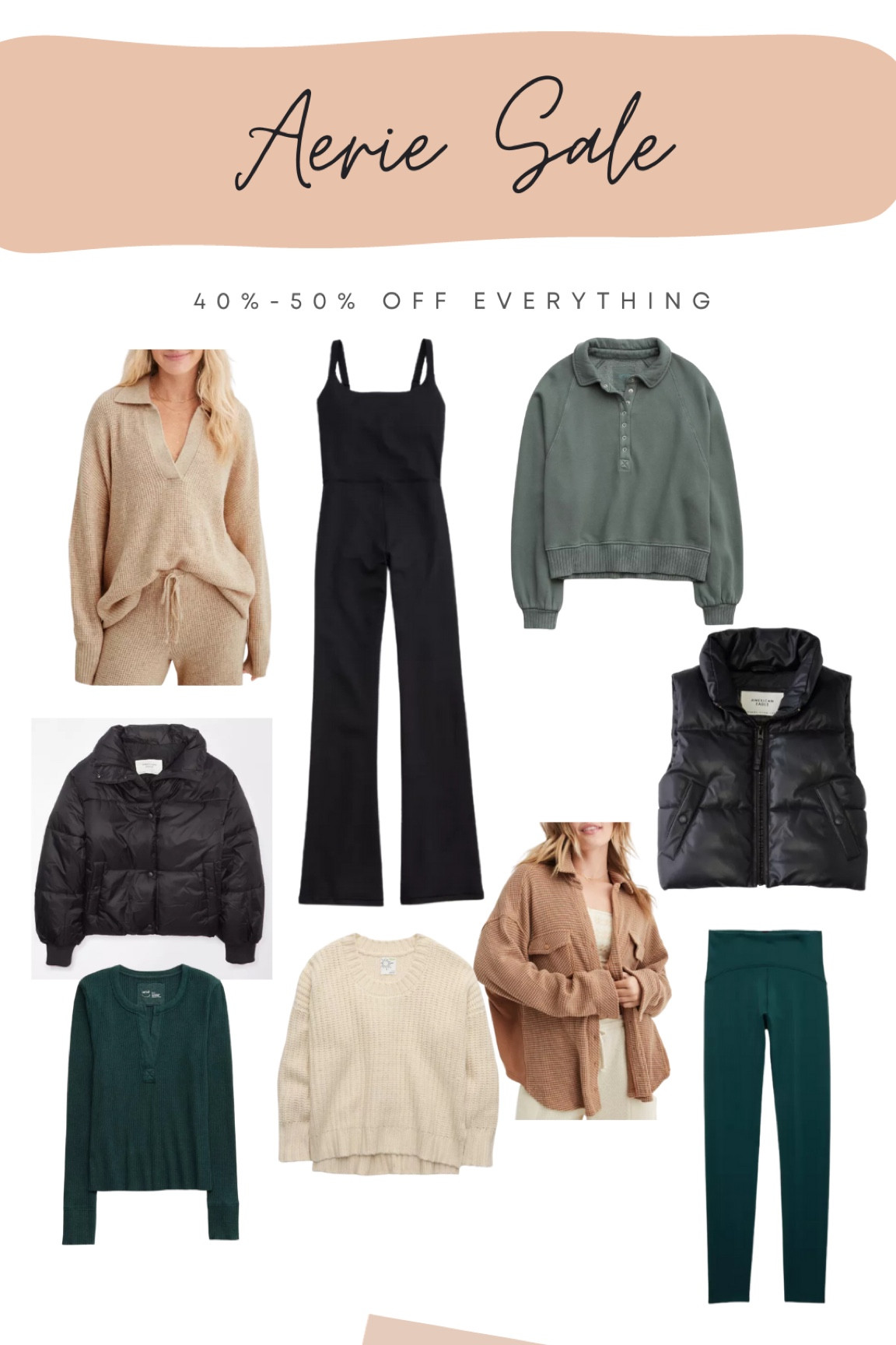 Aerie 40%-50% off

Black Friday, cyber week, jumpsuit, comfy clothing, winter clothing, puffer vest, puffer jacket, waffle shirt, sweater, sweatshirt

#LTKCyberWeek #LTKHoliday #LTKGiftGuide