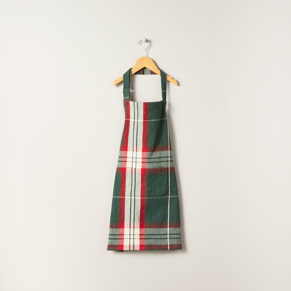 Kids' Holiday Plaid Cooking Apron Green/Red/Cream - Hearth & Hand with Magnolia | Target