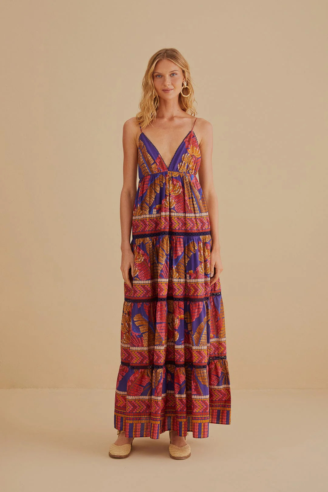 Blue Forest Mosaic Sleeveless Maxi Dress | FarmRio (US)