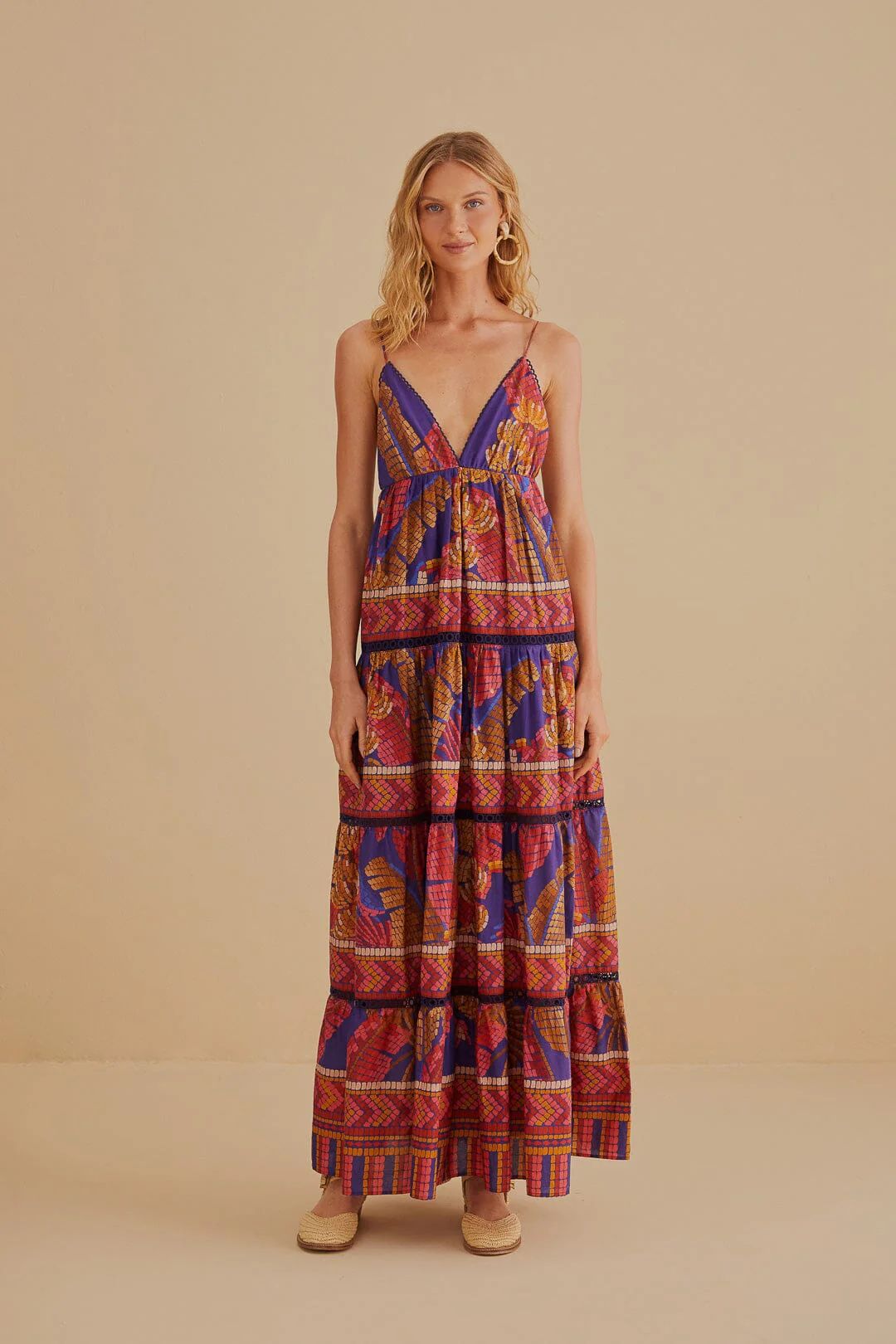 Blue Forest Mosaic Sleeveless Maxi Dress | FarmRio