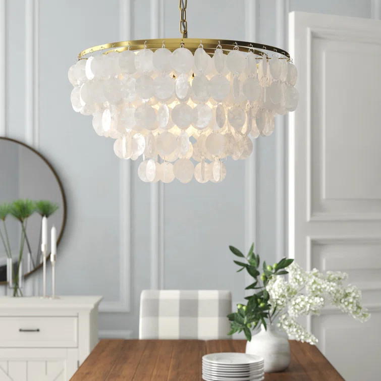 Ellzey 4 - Light Unique / Statement Tiered Pendant with Seashell Accent | Wayfair North America