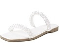 LACUONE Pearl Strap Flat Sandals For Women Slip On Square Open Toe Slides Sandals | Amazon (US)