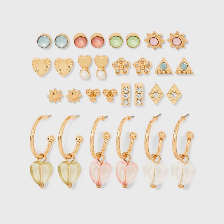 Girls' 15pk Heart Hoop Earrings - art class™ | Target