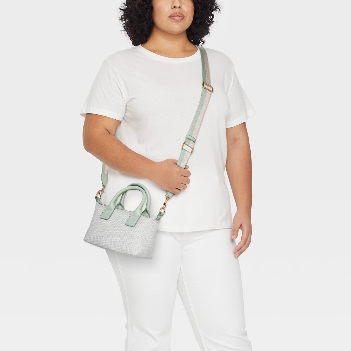 Foundational Mini Tote Handbag - Universal Thread™ Natural/Tan: Canvas Cotton Shell, Double Han... | Target