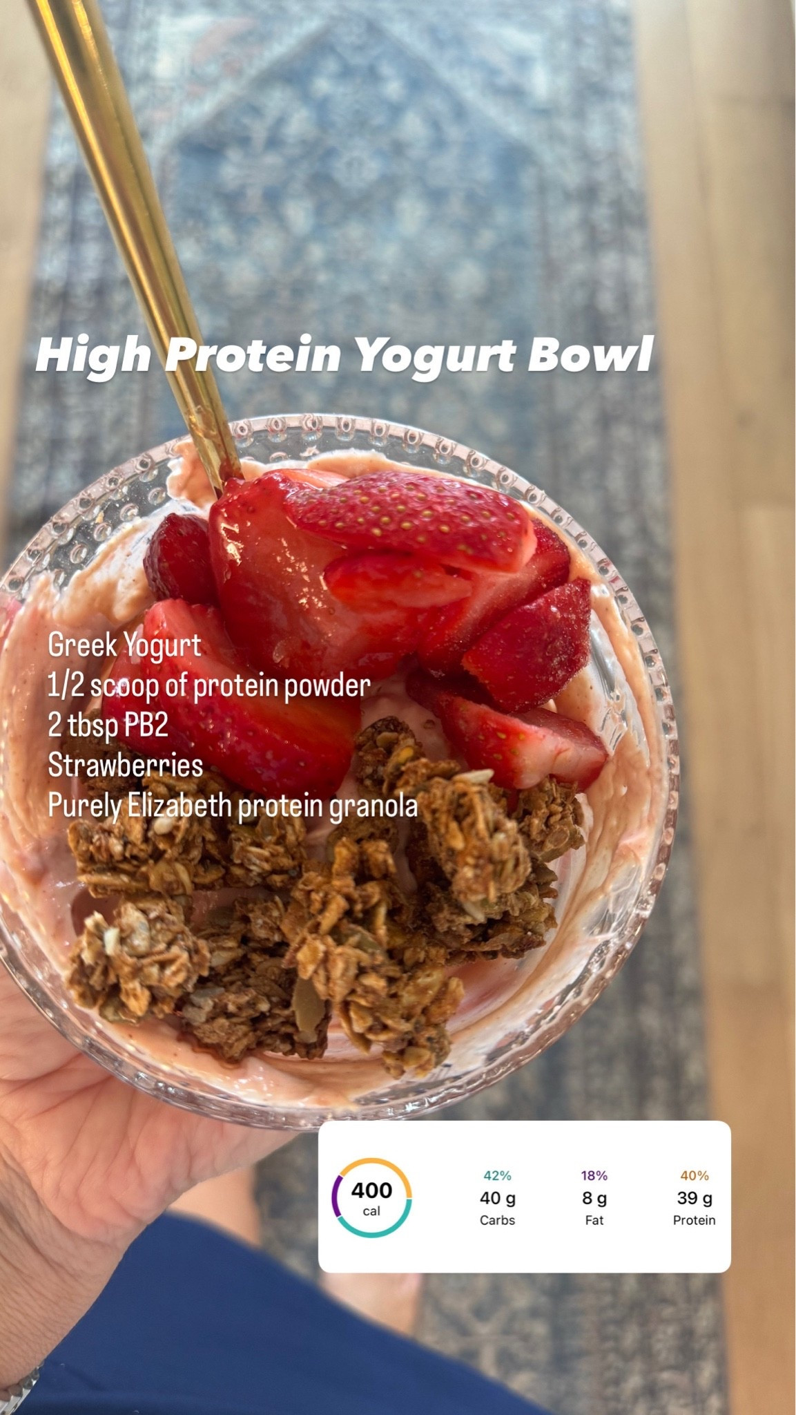 High protein strawberry yogurt bowl I’ve been making on repeat lately — quick, easy, and actually keeps me full. Perfect for busy days, post-workout, or when I need something simple but filling.

Made with Greek yogurt, protein powder, PB2, strawberries, and my favorite protein granola for crunch. It’s one of those go-to meals that feels balanced without overthinking it.

Follow me on LTK for more easy high protein meals, everyday routines, and realistic lifestyle finds.

#LTKfoodie #LTKActive #LTKfitnessgoals