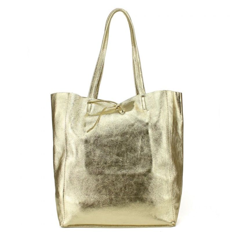 Gold Metallic Leather Tote Shopper Bag | Wolf and Badger (Global excl. US)