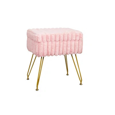 Faux Fur Vanity Stool With Storage Ottoman, Vanity Chair For Makeup Room, Vanity Stools | Wayfair North America